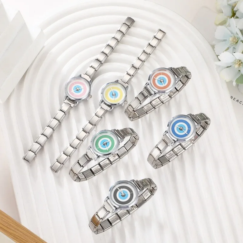 2025 New Luxury Women Casual Watches Fashion Colorful Round Dial Stainless Steel Strap Watch For Womens ClockWithout Box
