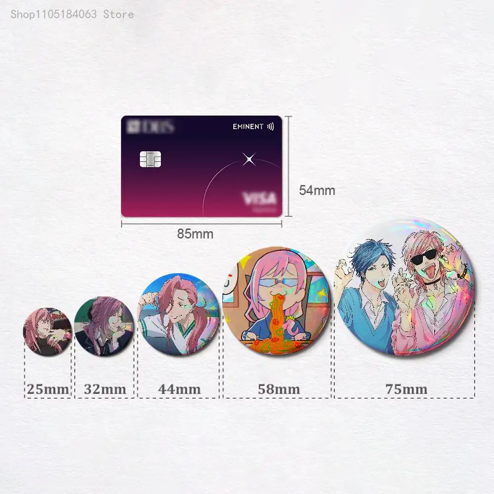 A-Ayato Yuri Y-Yarichin Badges 25 32 44 58 75 mm Round Cosplay Pin Bag Decor Fans Collect Friends Gifts Brooch Souvenir