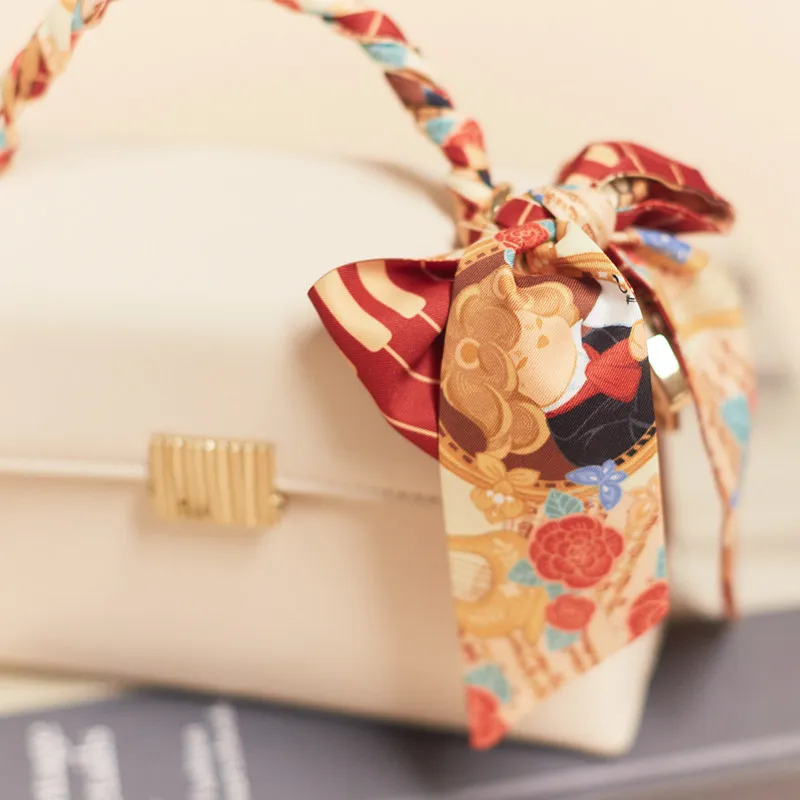 

Завязанная ручка для сумки, длинный шелковый шарф, повязка на голову, оригинальные шарфы