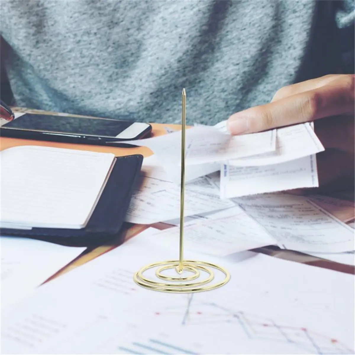 10 Pcs Golden Menu Summons Fork for Invoice, Document & Notes Storage in Metal