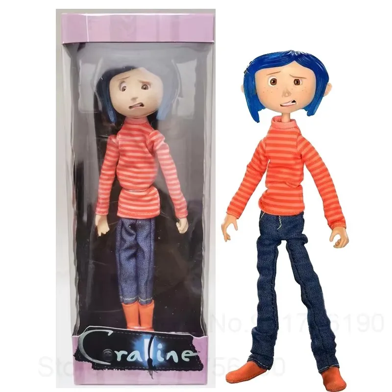 NECA Coraline Puppe Anime Gelenkfigur Der Geheime Regenmantel Pullover In Gestreiftes Hemd Spielzeug LA Mädchen Dekoration Modell Spielzeug Geschenke – Detail 24
