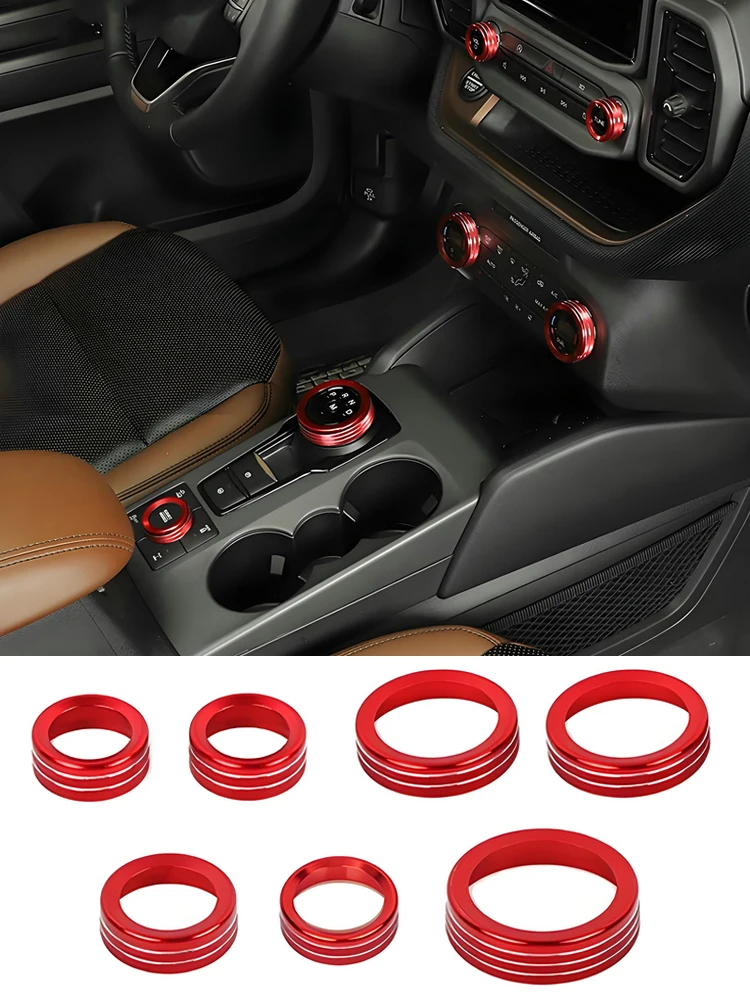 For Ford Bronco Sport 2022 2023 2024 2021 Aluminum Alloy Air Conditioning Knob Volume Adjustment Gear Trim Cover Car Accessories
