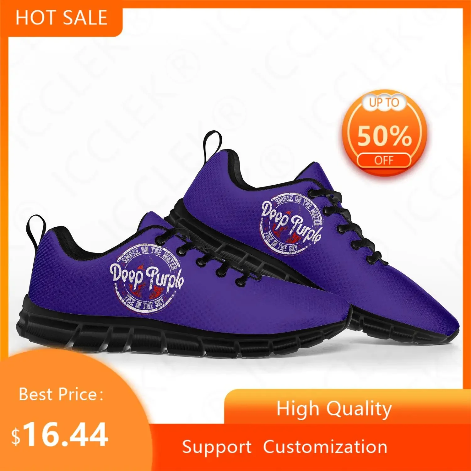 Zapatos deportivos de banda de Rock Heavy Metal para hombres, mujeres y niños, zapatillas de deporte personalizadas de alta calidad, color morado intenso, pareja