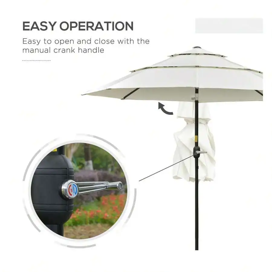 

9ft Outdoor Patio Umbrella With Crank And Tilt 3-Tier Vented Beige
