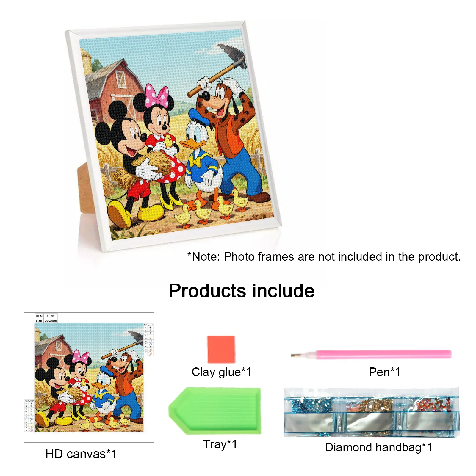 5D DIY Полный дрель Алмазная картина Комплект с Микки Маусом, Минни Маусом, Дональдом Даком и Гуфи в очаровательной фермерской урожай S