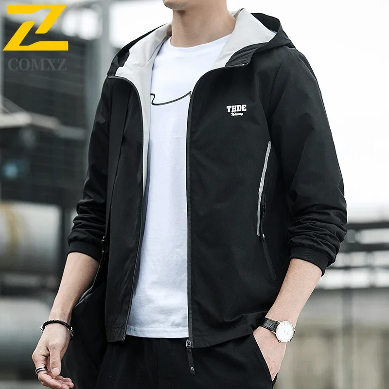 

COMXZ Men Trench Coat Korean Style Workwear Cycling Travel Loose Fit High Quality Walking Valley Jackets Casual Hiking Jackets