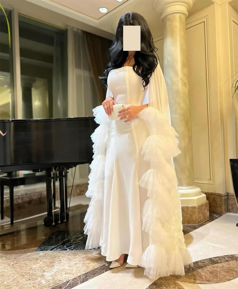 Saudi Arabia Evening Gown Dearin Strapless A-line Floor Length Skirts Draped Tulle Stole Applique Bespoke Occasion Dresses Forma