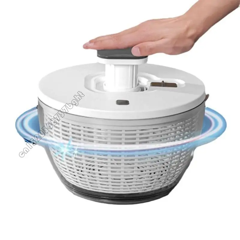 

4XFB Plastic Salad Dryer and Vegetable Washer Manual Spin Function for Quick Drying Multi Purpose Colander Storage Bowl
