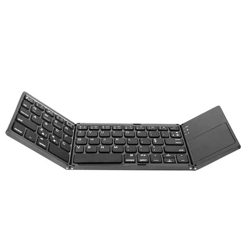 A85P Portable Mini Three Folding Bluetooth Keyboard Wireless Foldable Touchpad Keypad for IOS,Android,Windows Tablet Black