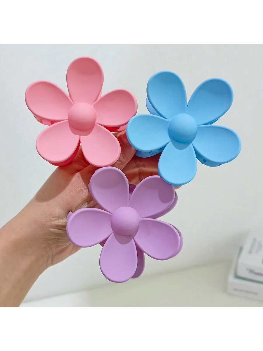 

4pcs Colorful Flower Hair Clips Floral Hair Claw For Women Daily Use