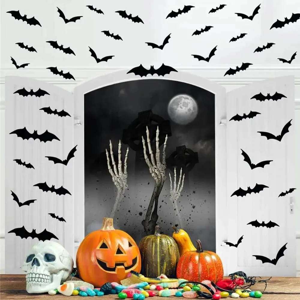 480/240pcs 3D Halloween Bats Wall Decor - Spooky Decor Props for Bar, Room, and Wall - Perfect for Halloween Party Supplies