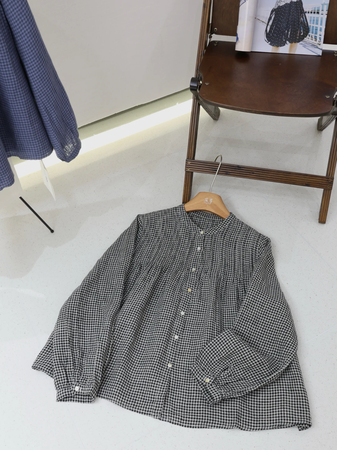 

2026 Spring Summer round Ne Color Woven Stripe irt Artistic Linen Material Breathable Loose Classic Top Women