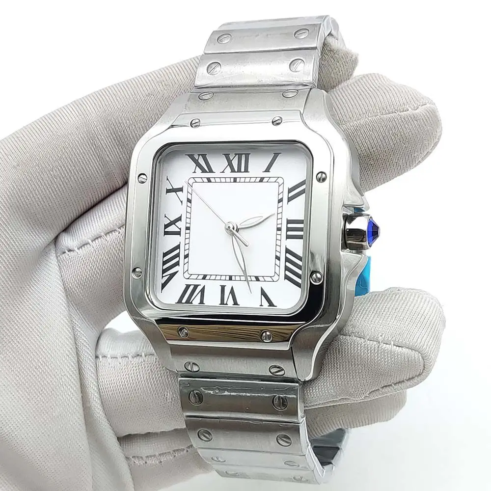 PARNSRPE 38MM Square Men Watch Case Stainless Steel Mechanical Watch Assembly Accessories Compatible With NH35 NH36