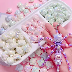10pcs/lot Fresh New Oil Drop Resin Bear Decorated Round Gumball Beads 16mm Ornament Accessories Necklace Bracelet Earring DIY