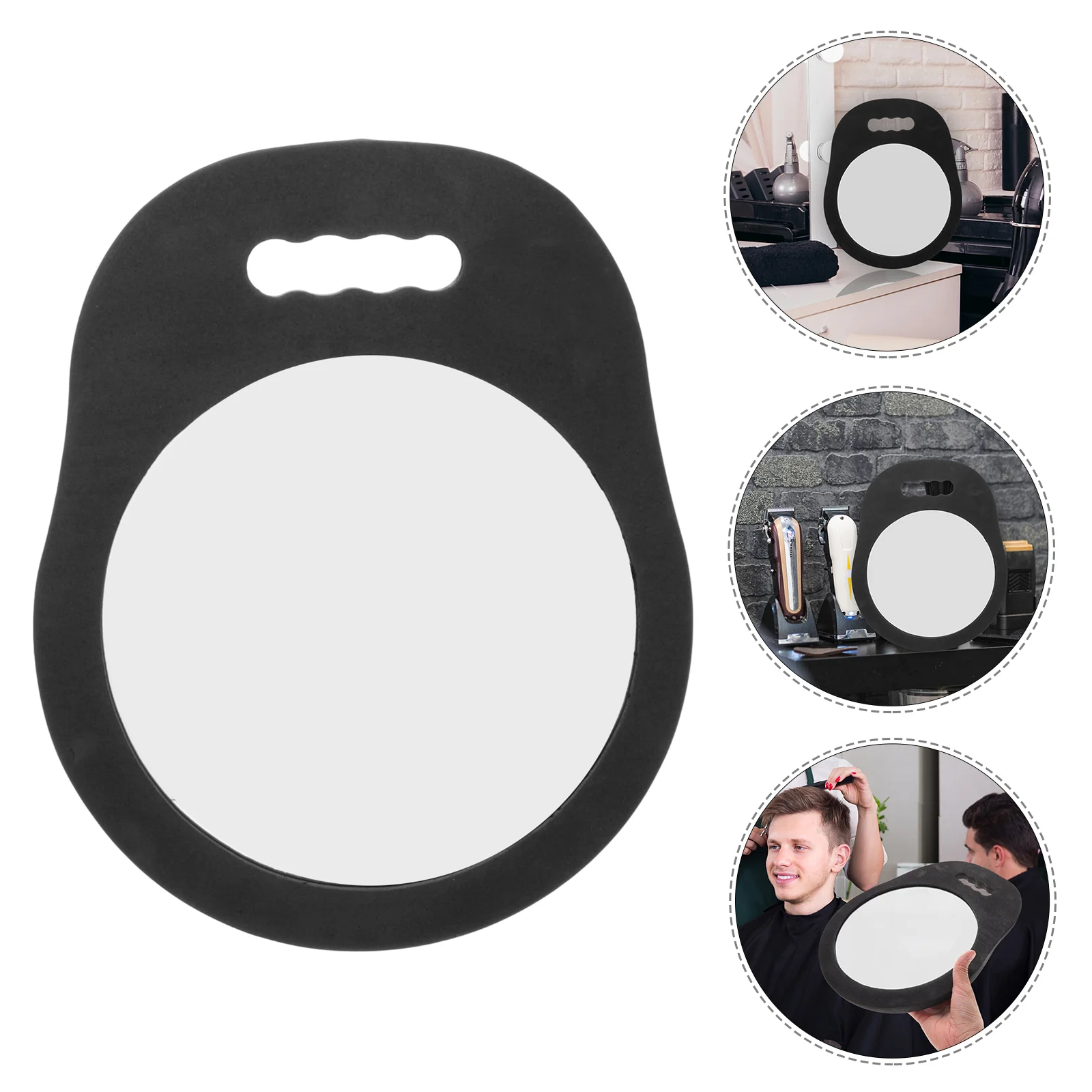 

Handheld Rearview Mirror Large Size Foam High Definition Clarity Ergonomic Design Salon Barber Travel Black