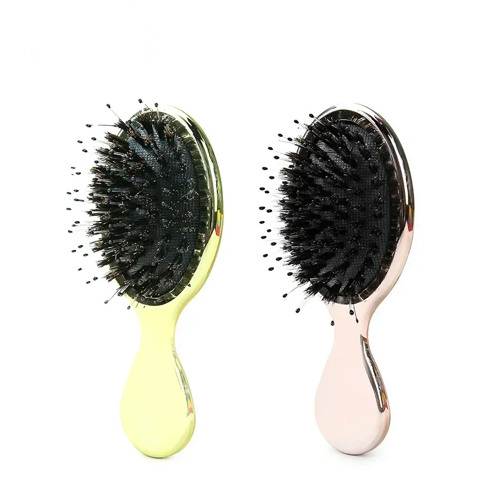 Hair Brush Anti Static Comb Girl Mini Hair Brush Gold and Silver Color Oval Comb Woman Hairdressing Massage Comb Brush Hair