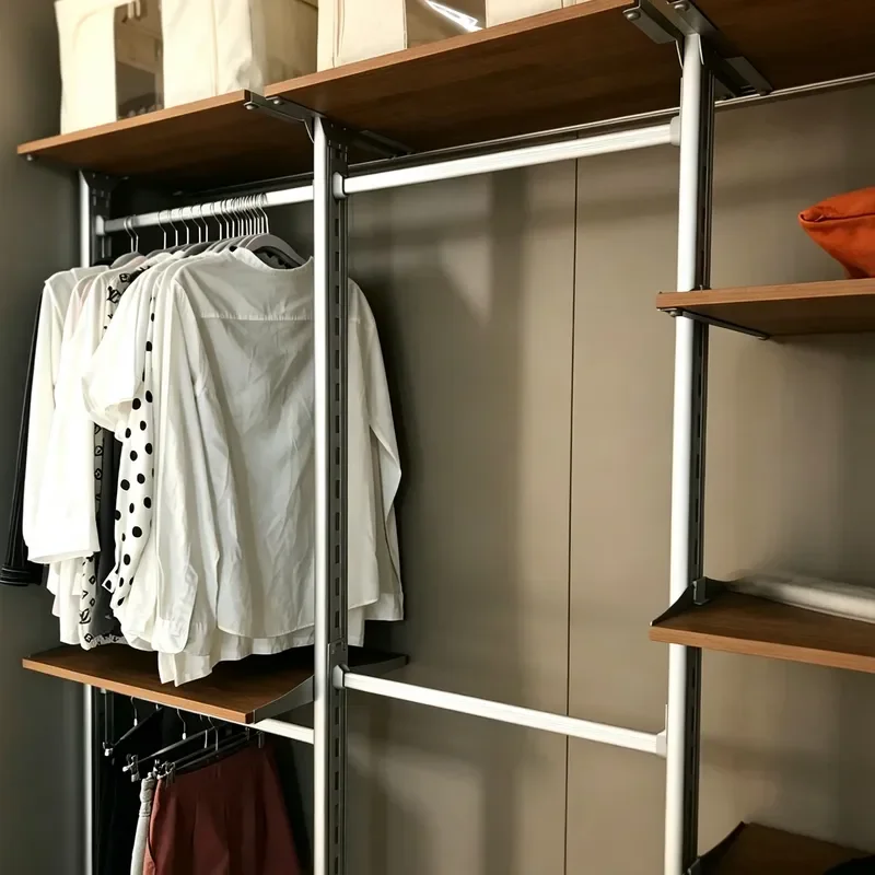 Foldable Aluminum Clothing Rack Modern Minimalist Design Multi Functional Storage Stand for Bedroom Balcony Living Room Space