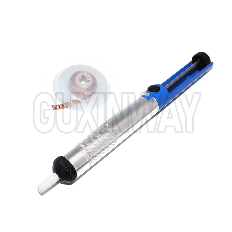 Blue Vacuum Soldering Iron Desolder Aluminium Desoldering Suction Pump Tool Solder Sucker Suction Tin Pen Removal Device