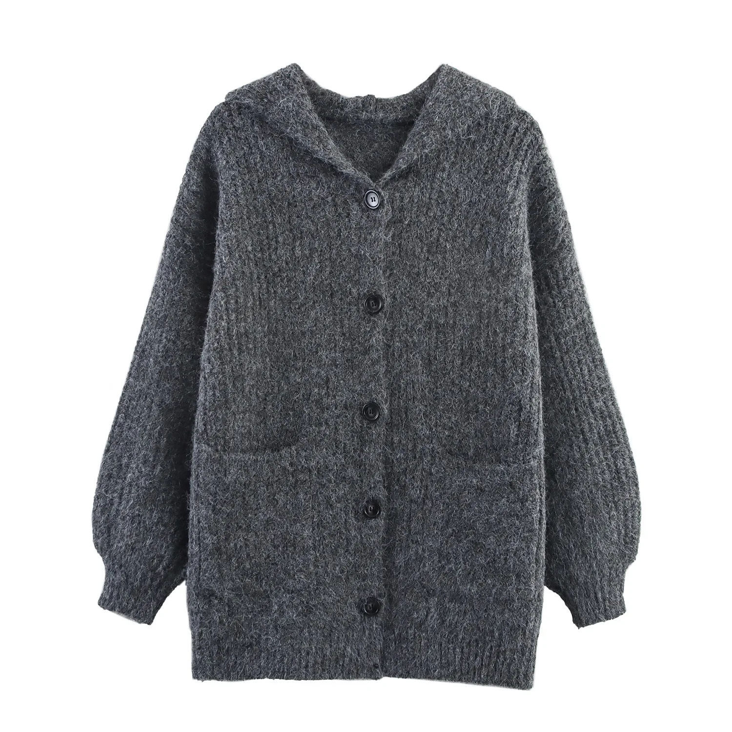 

Свободный женский вязаный свитер с капюшоном и длинными рукавами, осень-зима, Новое поступление, модная верхняя одежда, повседневный стиль, женский топ