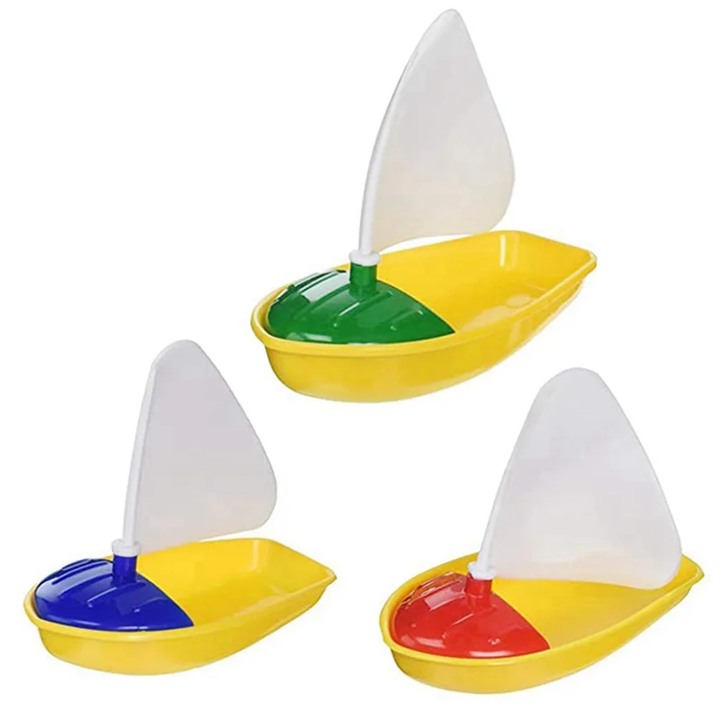 A63T-6Pcs Bath Boat Plastic Sailboats Bathtub Sailing Boat For Kids (Multicolor Small+Middle+Large Size)