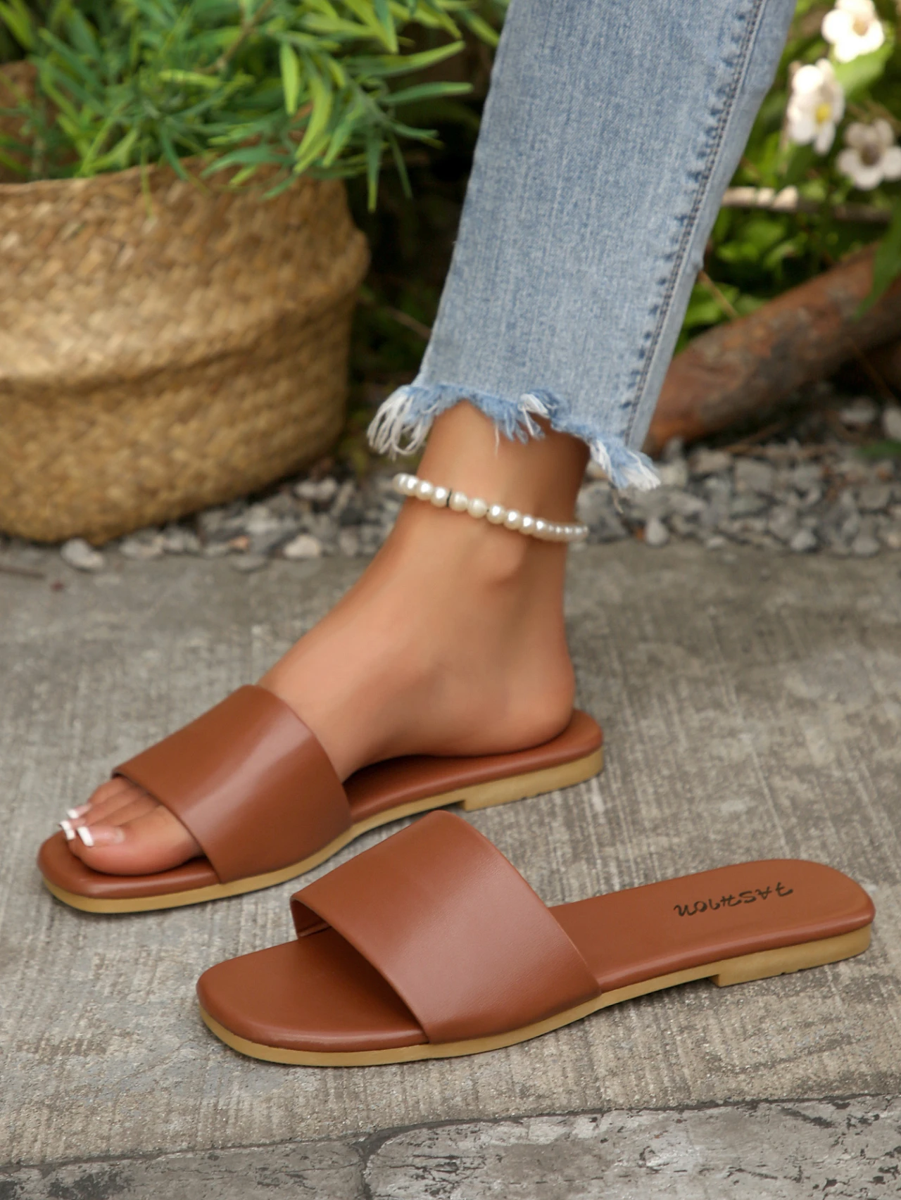 Neue Langlebige Sonnenblumen-Mode für Frauen Sommer Outdoor Studenten Koreanischer Stil Künstliche PU-Obermaterial Strand-Sandalen – Detail 3