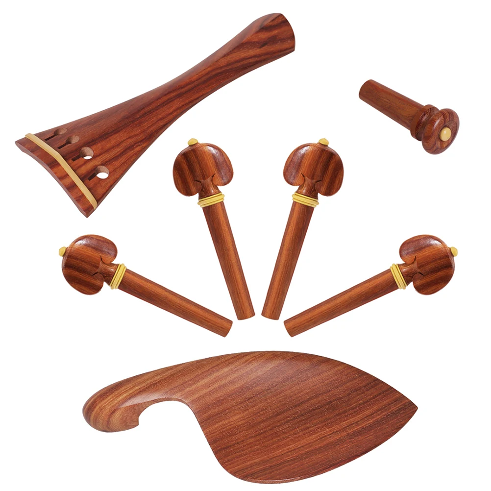 

1Set 4 4 Violin Spare Parts Tailpiece Chinrest Peg Endpin Jujube Wood Kit Durable Polished Comfortable Chinrest