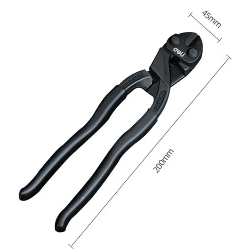 Deli Bolt Cutters 8 inch Black CR-V Steel Wire Cutters Multifunction Pliers with Nail Pulling Structure Household Hand Tools