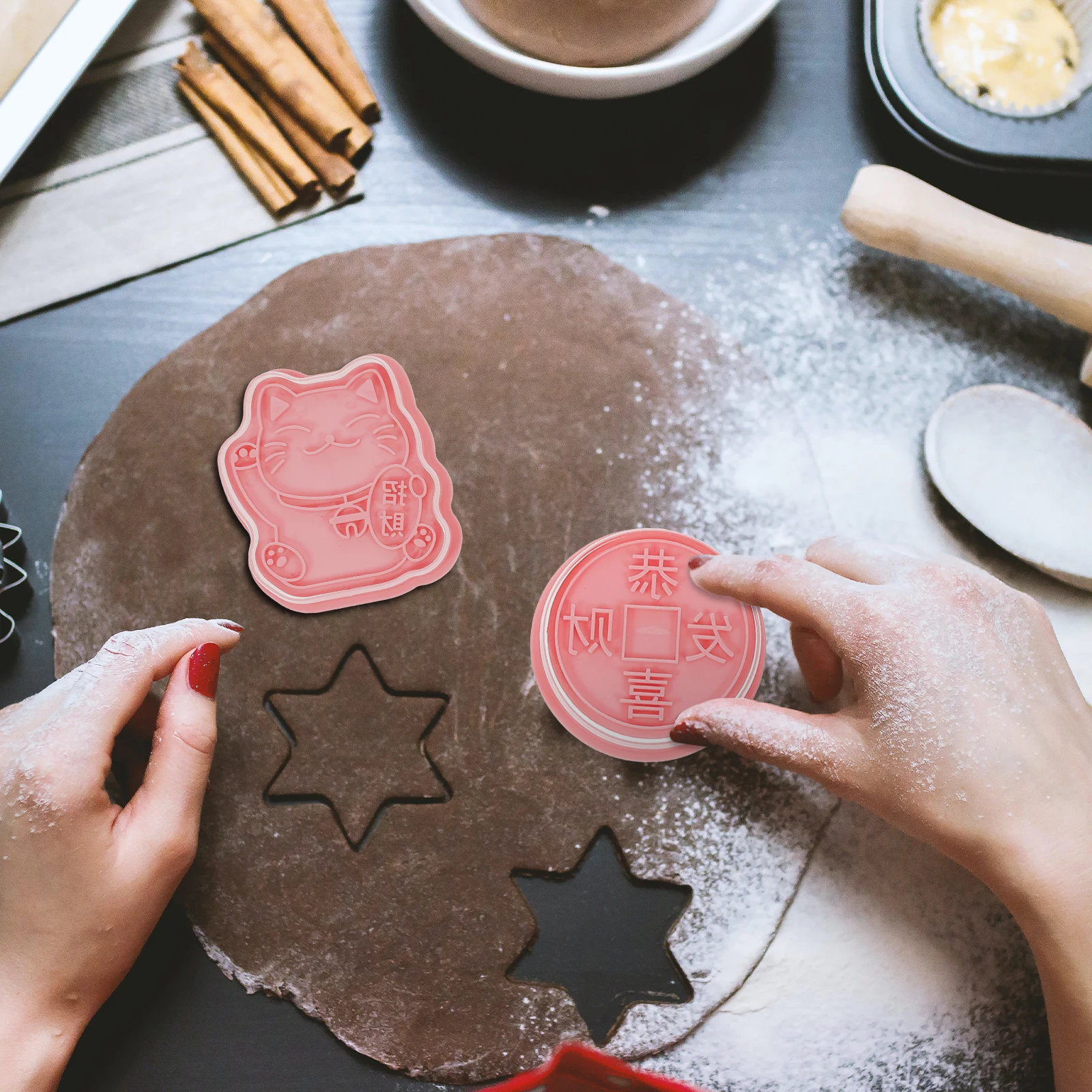 

8pcs Year Cookie Molds Rabbit Shape Plastic Stencils Baking Cookie Baking Molds Tools Kitchen Accessories
