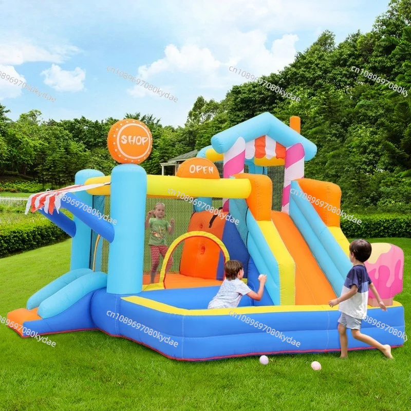 Small Inflatable Castle Household Inflatable Slide Jumping Bed Inflatable Trampoline Children's Naughty Castle Paradise