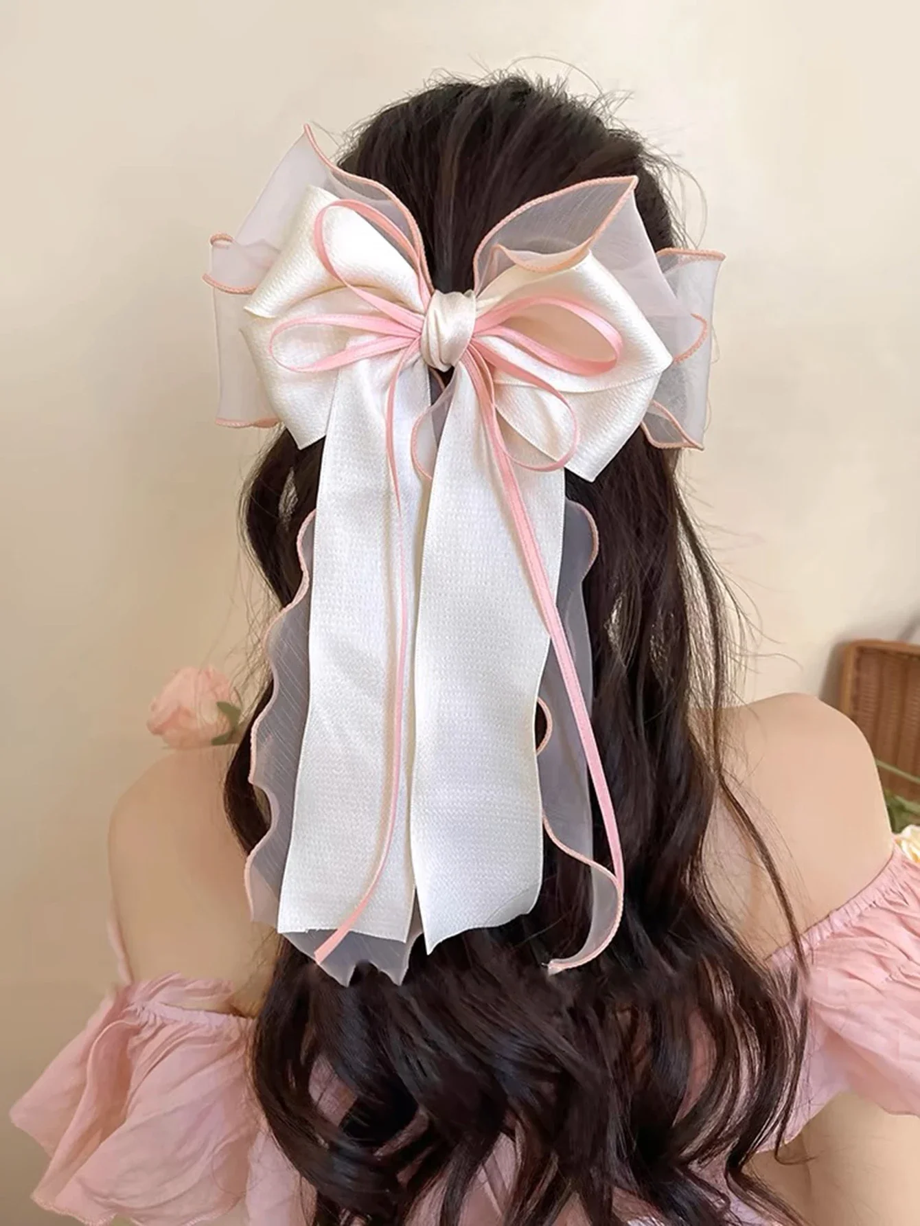 

Ladies Wine Red Bow Hair Clip Ribbon Barrettes Clip Girls Bowknot Mesh Yarn Hairpin Women Hair Accessories New Year Gift