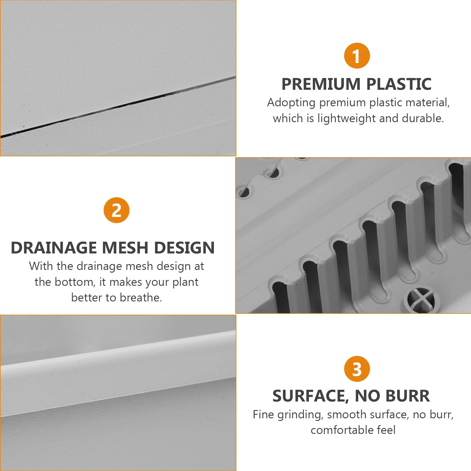 

Long Rectangular Flower Pot Large Vegetable Growing Planter Square Container Plastic Grey Balcony Garden Outdoor Home Decor