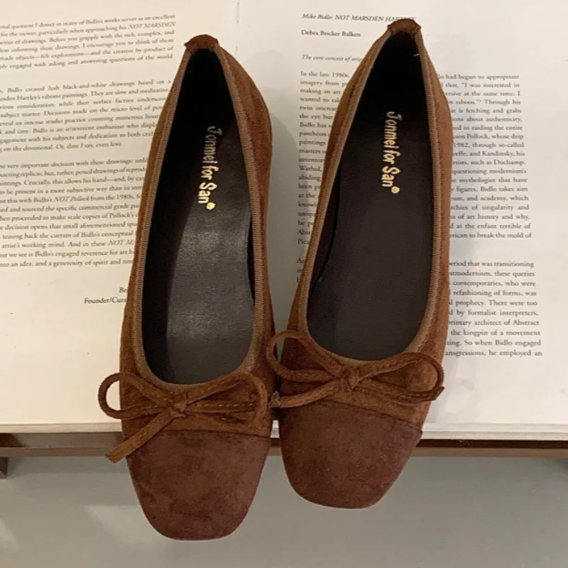 

Elegant Narrow Band Buckle Design Ballet Flats Women High Quality Suede Plus Size Flats Cozy Round Toe Shallow Mary Jane Shoes