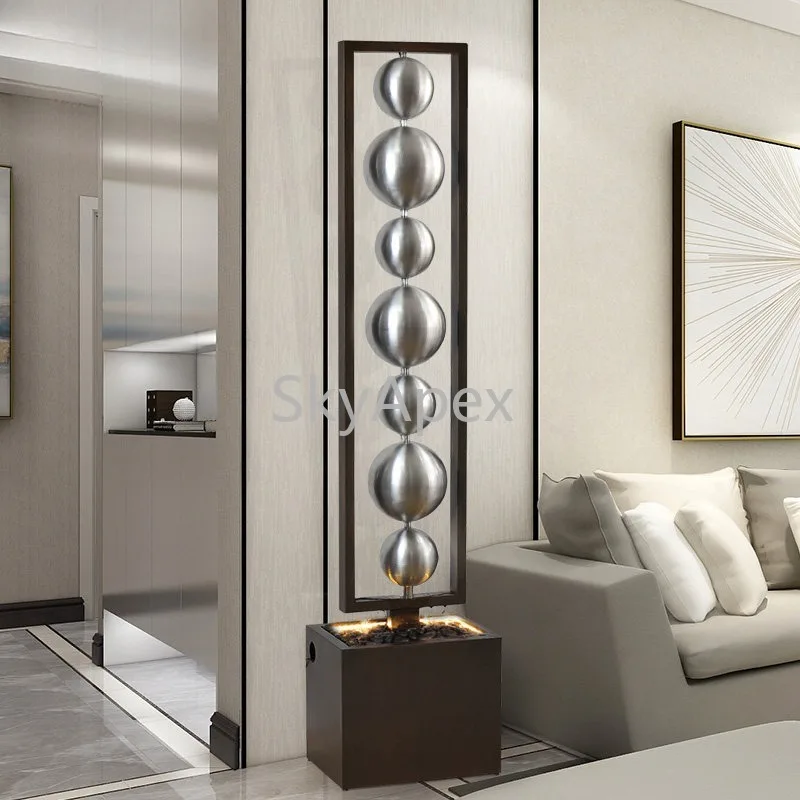 Modern Light Luxury Indoor Silent Floor Fountain - Circulating Water Feng Shui Wheel Ornament for Living Room Wealth  Attraction