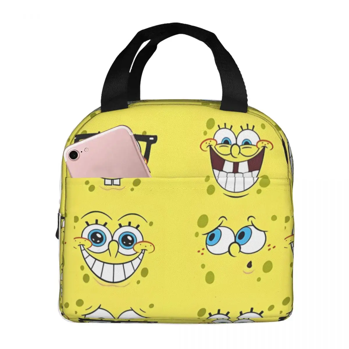 Ladies Hand Bag Pin Button Fashion SpongeBob MultifunctionLunch Food BoxFor Work