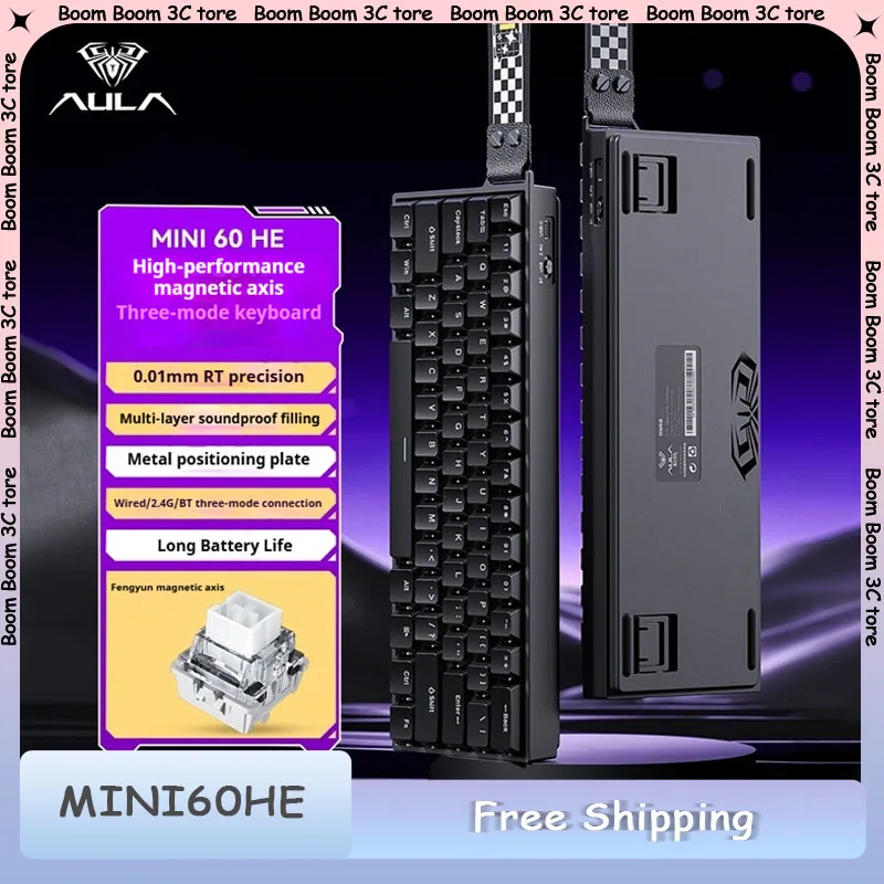 

AULA MINI60HE Three-mode Magnetic Switch Gaming Keyboard Mechanical Keyboard High Performance E-sports FPS Low Latency 8KHz RGB