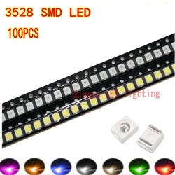 100pcs 3528 SMD chip LED 1210 chip lamp bead automobile instrument panel luminous tube white green blue red yellow pink warm