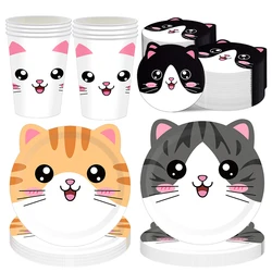 Schattige Dieren Servies Katvormige Dinerborden Wegwerpborden Servetten Kopjes Dieren Thema Verjaardag Babyshower Feestartikelen