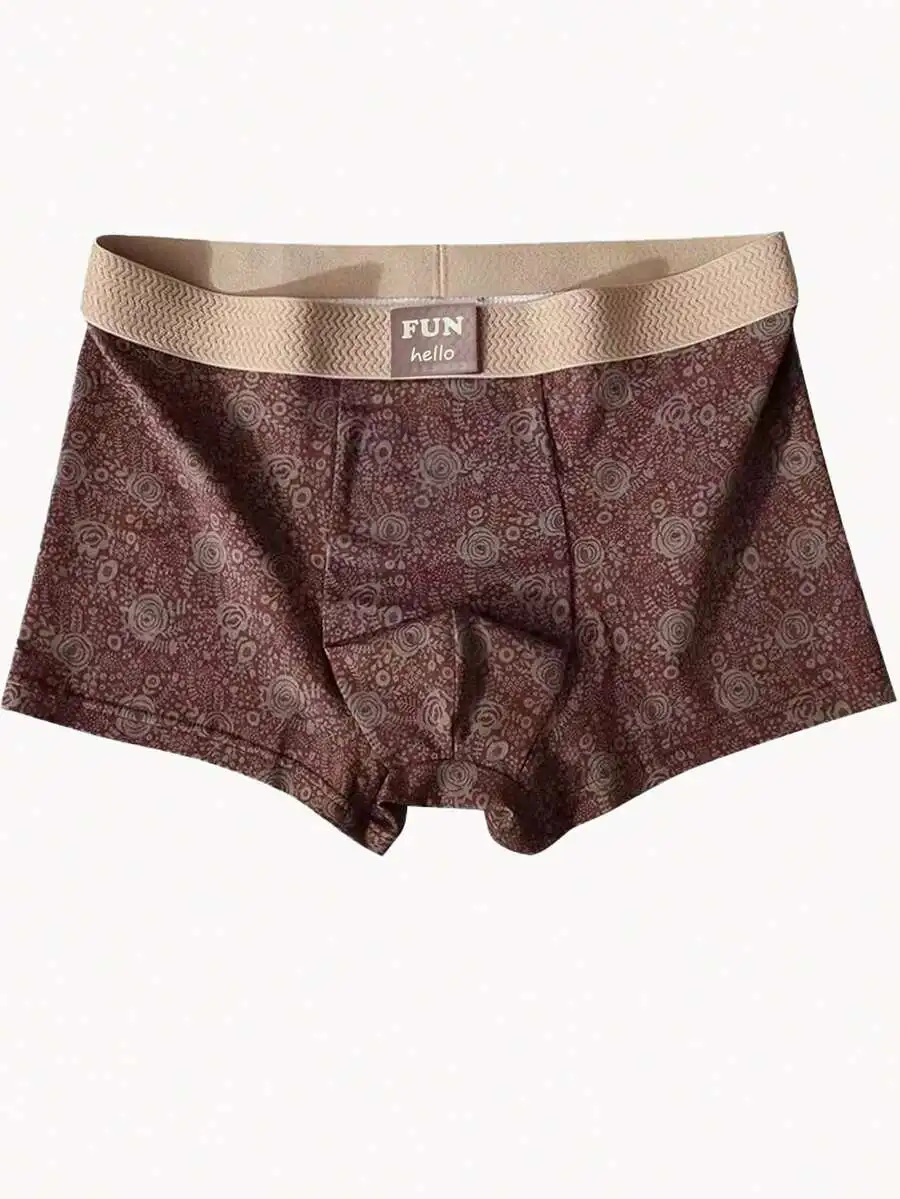 3 Pcs Mens Boxer Briefs Retro Floral Pattern Comfortable Polyester Soft Everyday Underwear