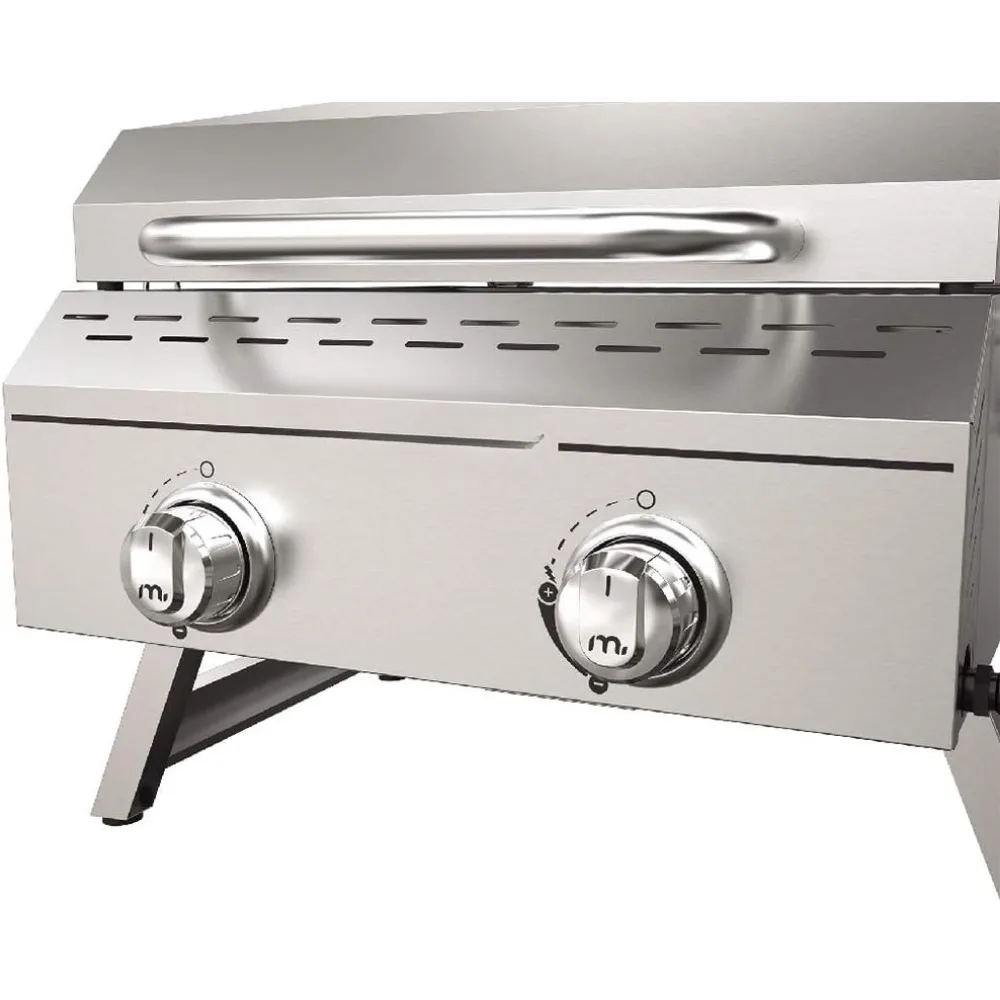 Premium Outdoor Cooking 2-Burner Grill,Outdoor Kitchen,Patio Garden, Barbecue with Two Foldable legs,Silver in Stainless Steel