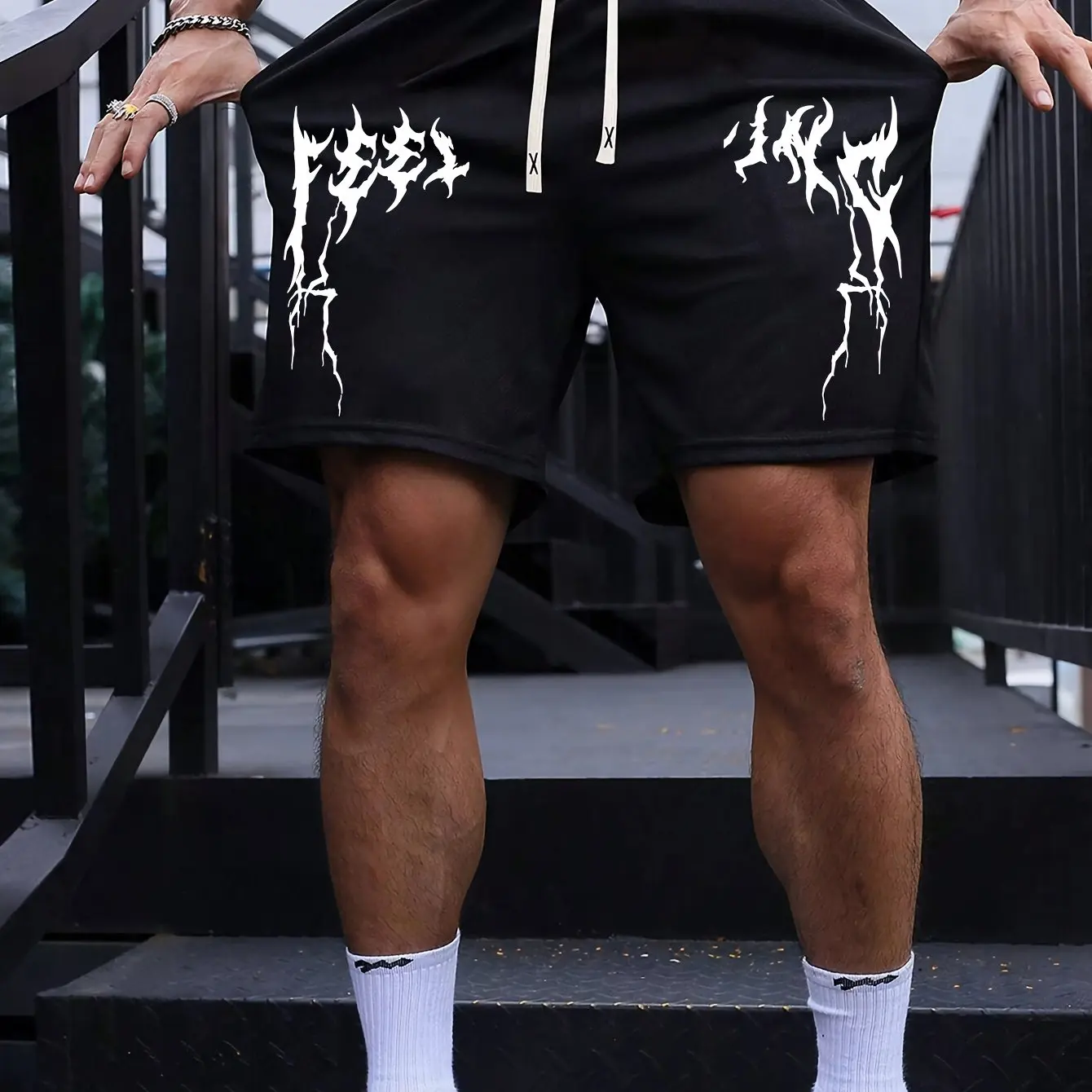 

Men's Novelty Flame Pattern Printed Shorts Summer Fashion Drawstring Shorts Suitable for Gyms and Outdoor Activities
