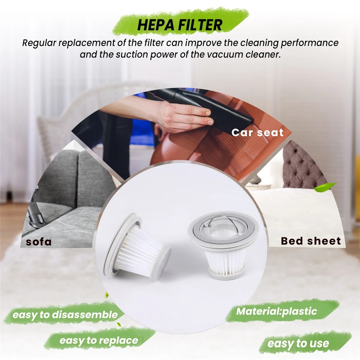 

WFF подходит для удобных аксессуаров для пылесосов, фильтрующие элементы, портативный автомобильный мини-фильтр для пылесоса, 2 шт.