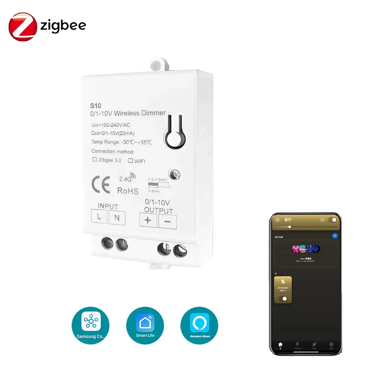 Zigbee 3.0 0-10V 1-10V Dimmer Controller Led Light Strip Driver Wireless Control Tuya Hub APP/Voice Control fr Smartthings Alexa