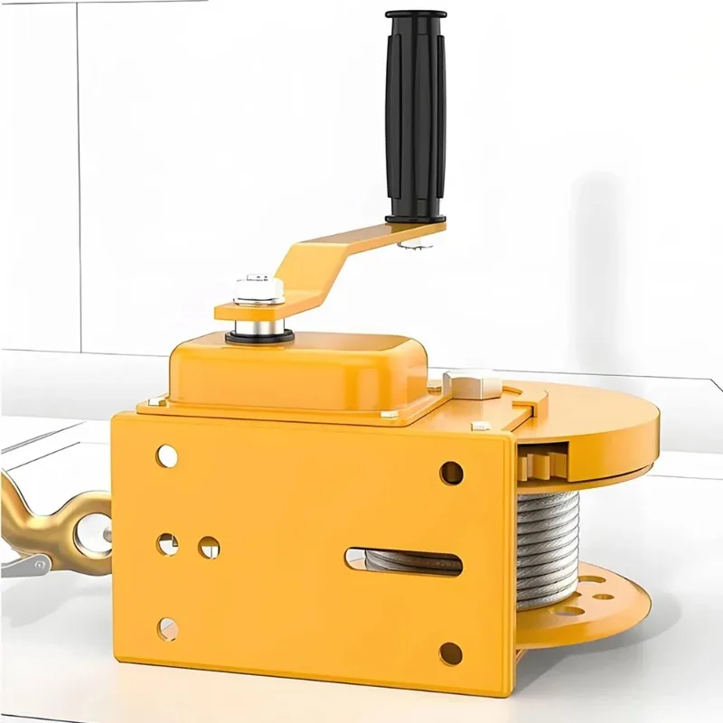 1200lbs Hand Crank Two-way Self-locking Manual Winch  Small Portable Traction Hoist for Boat Trailer Cargo Towing Device