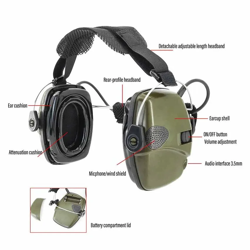 New Tactical Electronic Shooting Earmuffs Active Headphones Noise Reduction Tactical Headset for Shooting Hunting Headphones