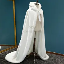 Long Winter Bridal Cape with Faux Fur #4