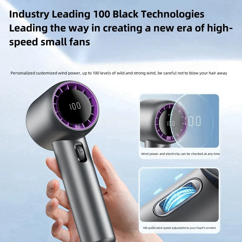 GF02 199 Gears High Speed Handheld Fan Portable Cooler Fans USB Rechargeable 3500mAh Electric Fan Mini Air Conditioner