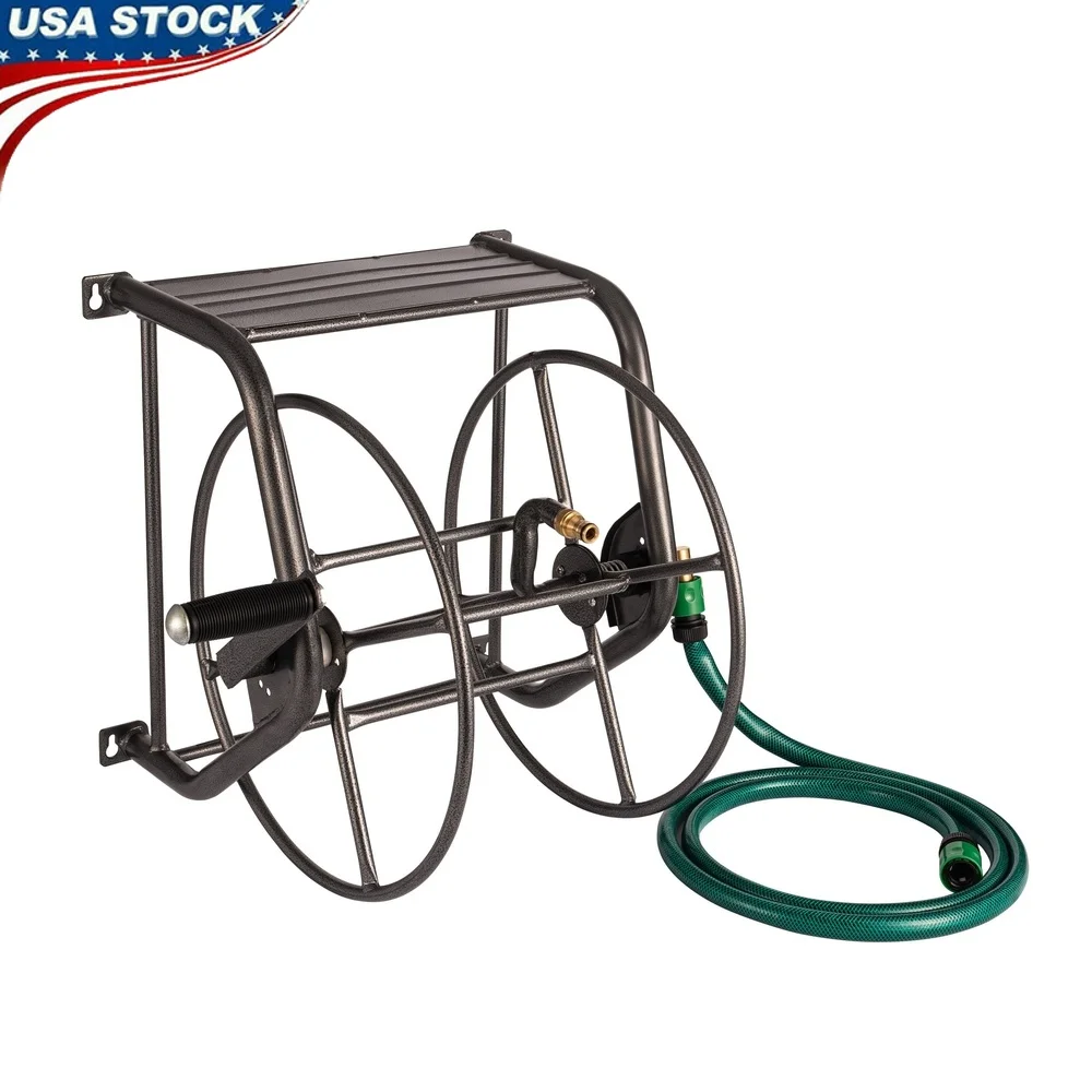 

Metal Wall Mounted Hose Reel 200ft Capacity Durable Construction Easy Installation UV Resistant Garden Hose Organizer