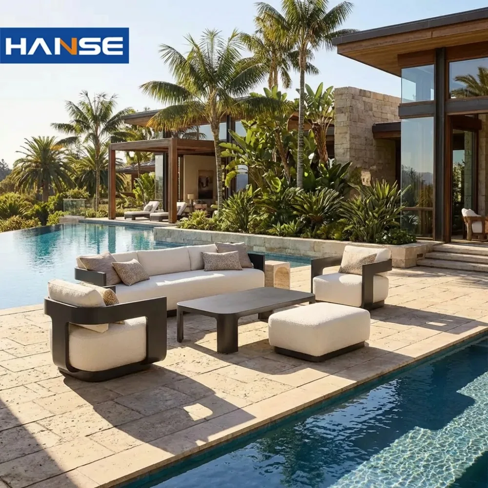 

Whole House For Villa Patio Poolside Aluminum Alloy Weather Resistant Luxury Sectional Modern Minimalist Outdoor Living Room