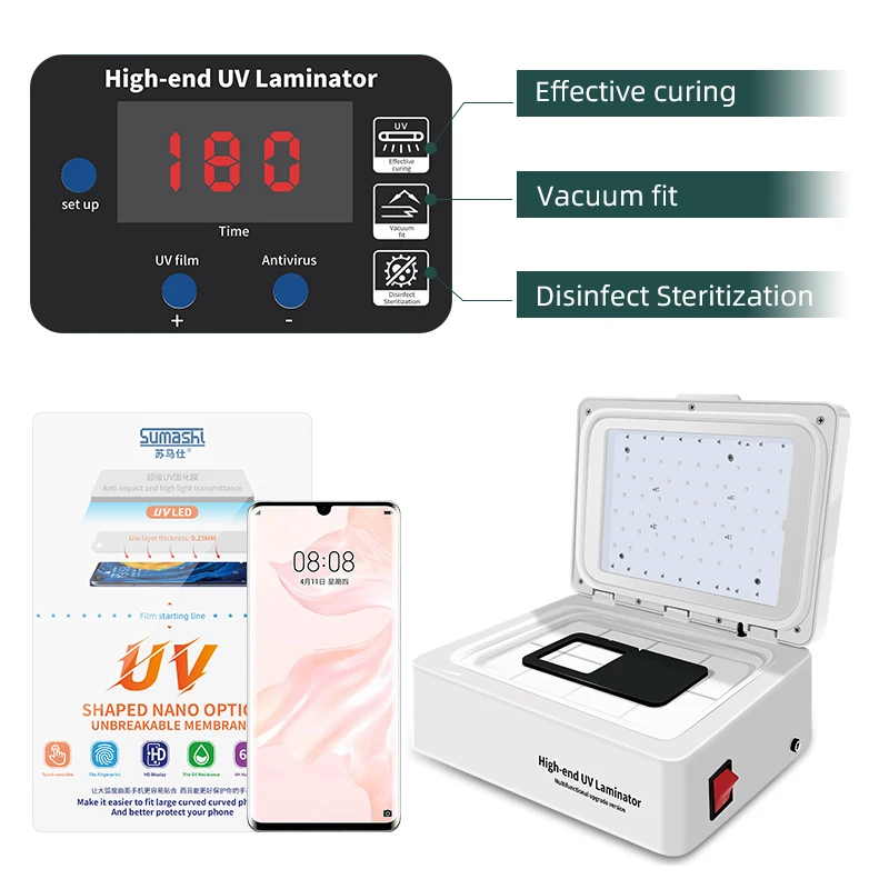 New UV Curing Laminator Uv Curved Screen Guard Sheet Bonding Machine For Samsung S21 S22 Uv Curing Screen Protector Film