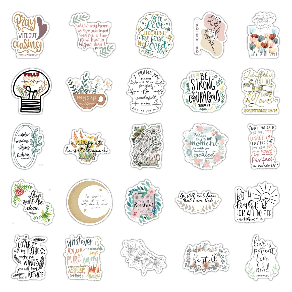 100 pièces Bible dessin animé Graffiti autocollant créatif Scrapbook voiture cahier planche à roulettes étanche téléphone ordinateur portable bricolage décalcomanie décor autocollant